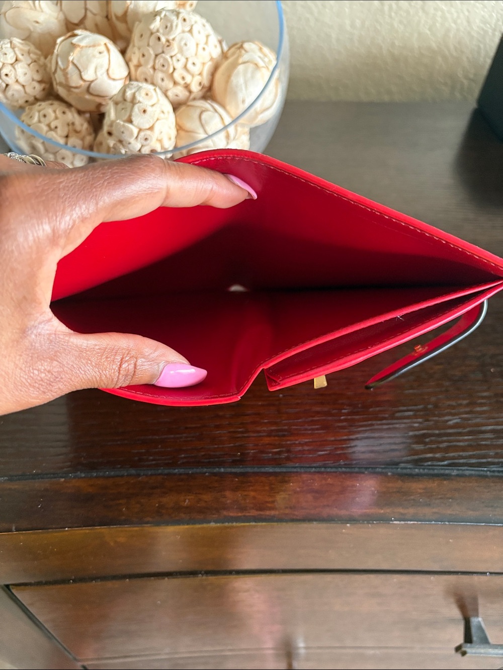 Celine Paris Large Strap Wallet - Red & Black Bicolor Grained Calfskin - Picture 5 of 11